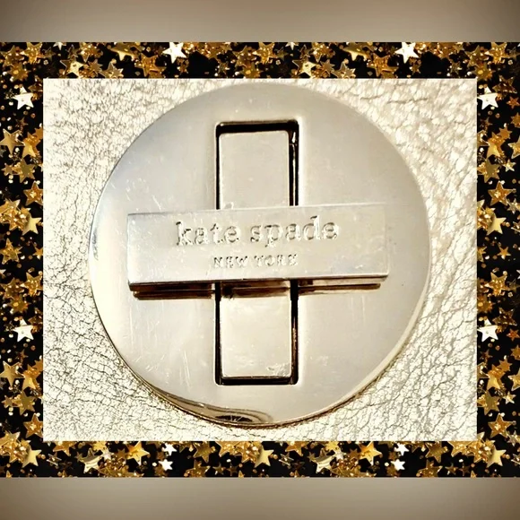 Kate Spade Gold Leather Turn Lock Straw Bag Nice Preowned Cond Very Good Size - Picture 12 of 14